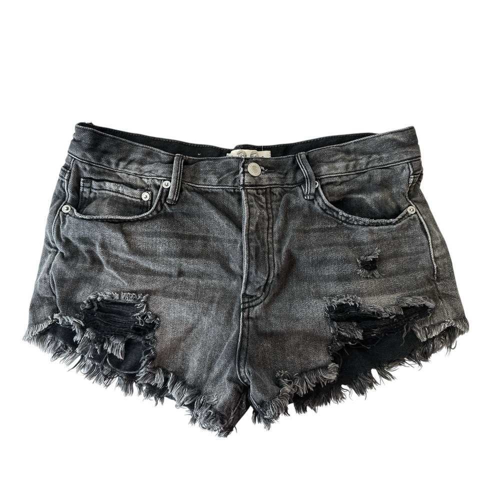 We The Free Jeans Shorts Free People Women 28 Gray Black Button Fly Distressed